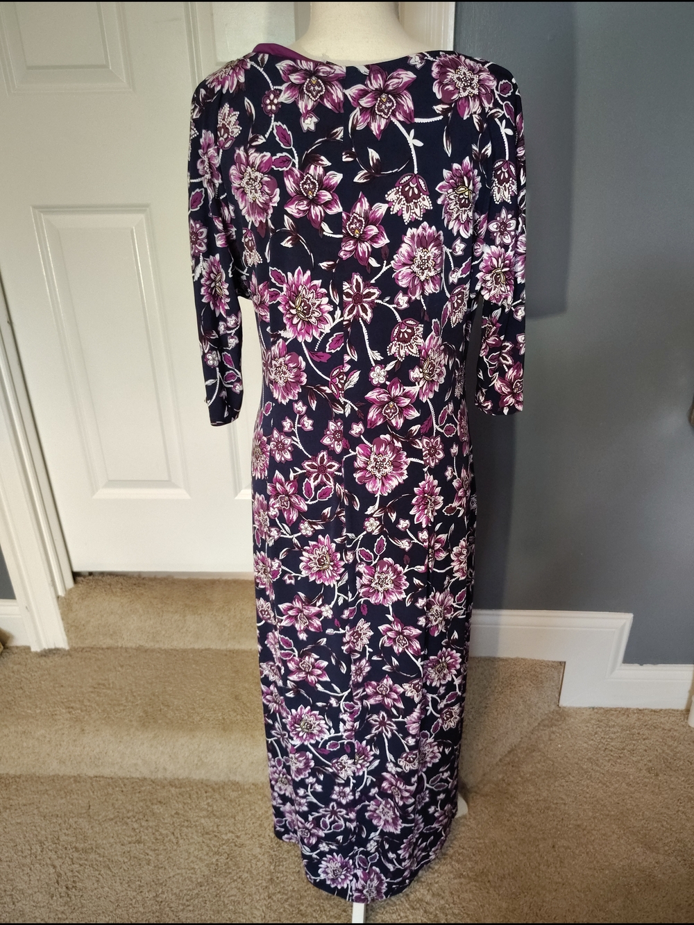 Signature By Robbie Bee Purple Floral Faux Wrap Maxi Dress Office wear Summer Me - Picture 5 of 11